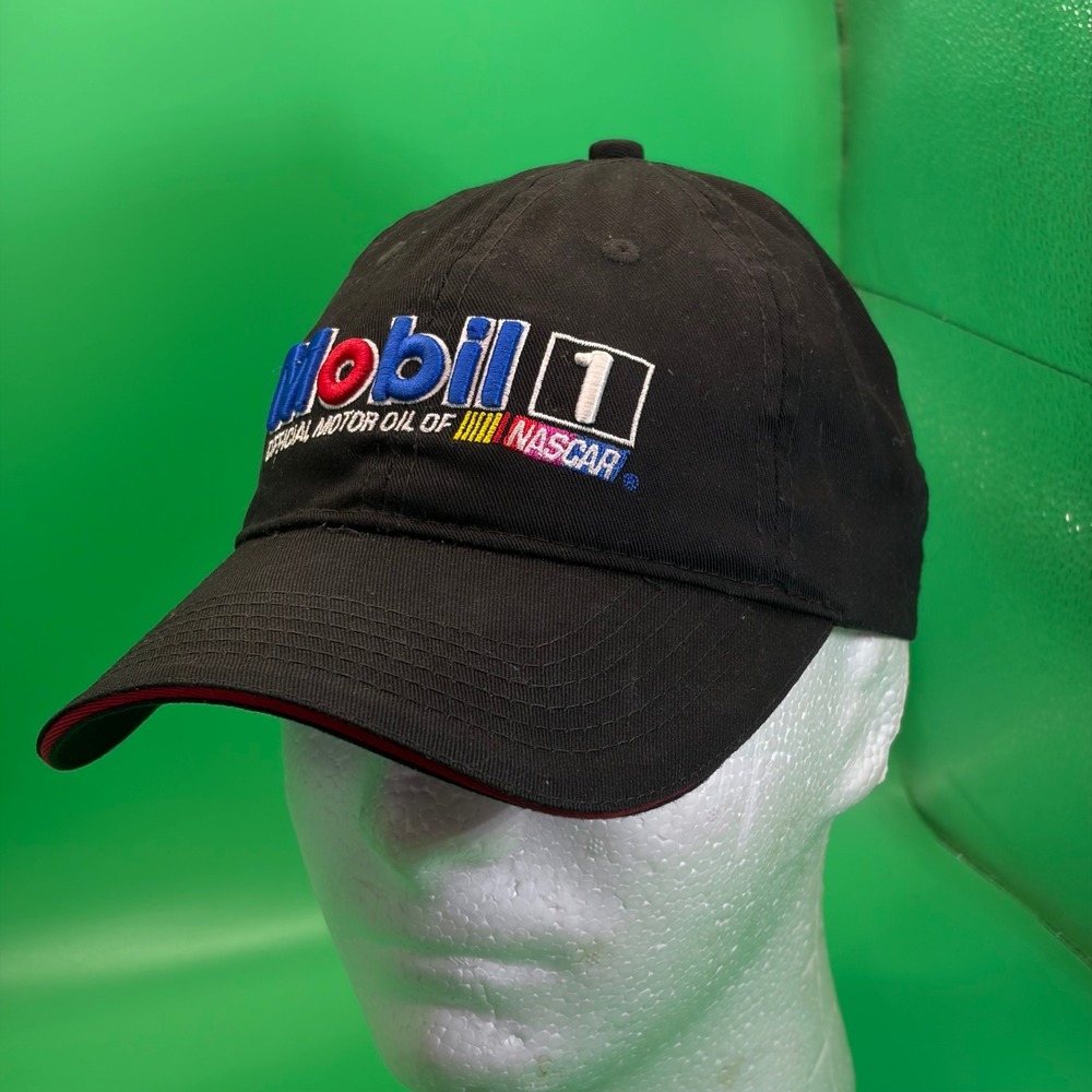 Chase Authentics NASCAR Hat Black Mobil 1 Big Red Pegasus Adjustable Racing Cap